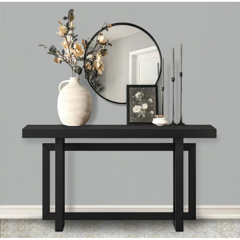 Thedrick 59" Extra Long Entryway Table Console Table,Entryway table,Hoyer table with wood frame, Black