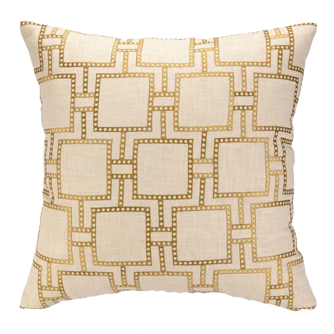 Dotted Line Linen Throw Pillow Peking Handicraft 