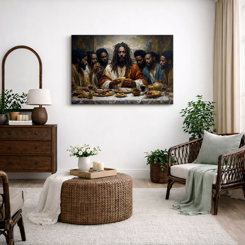 Œuvre de rassemblement spirituel moderne, photos de salle à manger, toile de fond encadrée, H 32 po x l 48 po x P 1,5 po