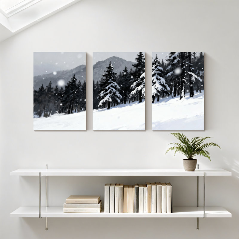 Ensemble de 3 impressions sur toile, paysage d'hiver, H 30 po x l 60 po