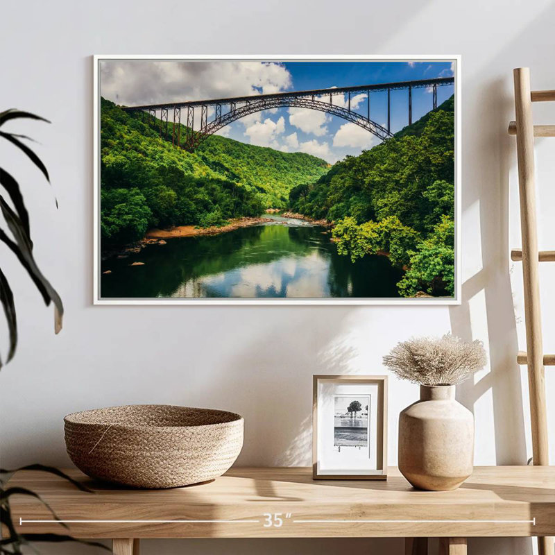 Pont New River Gorge, 25 po x 17 po, Cadre flottant blanc