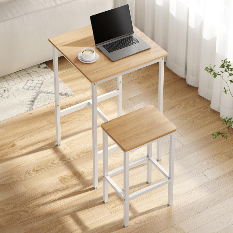 Bar Table And Chairs Set, Golden Oak/Cloud White