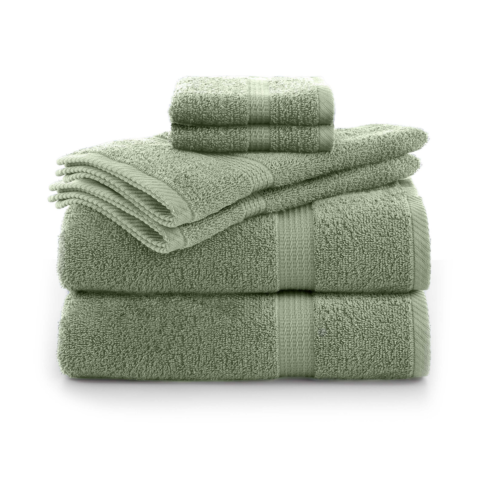Essentials 6-Piece Bath Towel Set, Basil