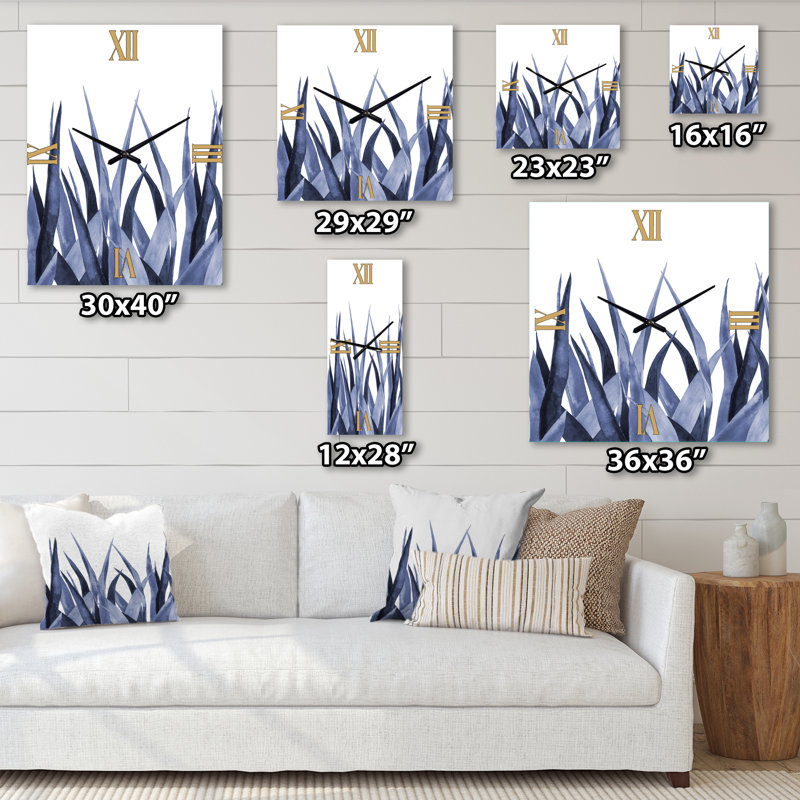 Horloge murale - Feuilles d'agave bleu marine, Petit
