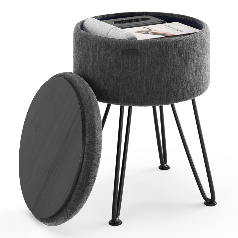Table d'appoint moderne avec rangement, Velours gris velours, Noir