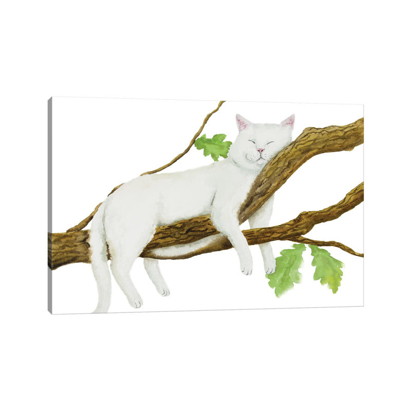 Sleeping White Cat by Alexey Dmitrievich Shmyrov - Wrapped Canvas Gallery-Wrapped Canvas Giclée