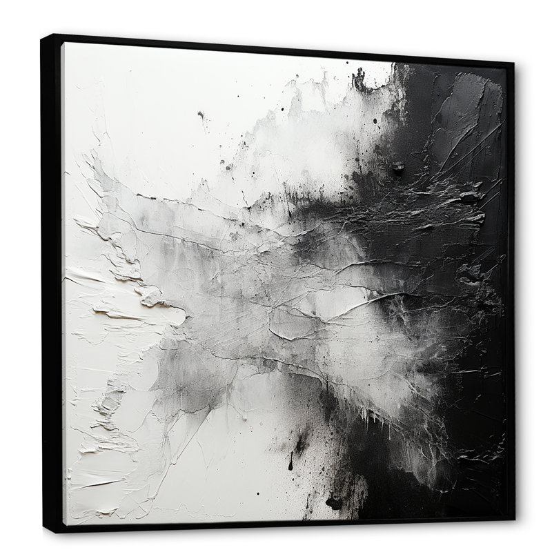 Reproduction d'art sur toile abstrait noir et blanc - formes abstraites_106529, Toile avec cadre flottant noir