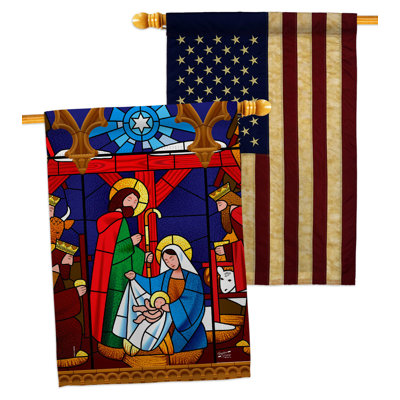 Drapeau de maison en polyester 2 côtés 4 pi x 3 pi 4 po Winter Yard