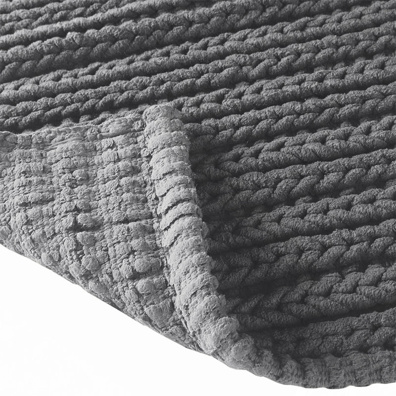 Tapis 100% coton chenille, Gris, Simple - L 24 po x l 17 po