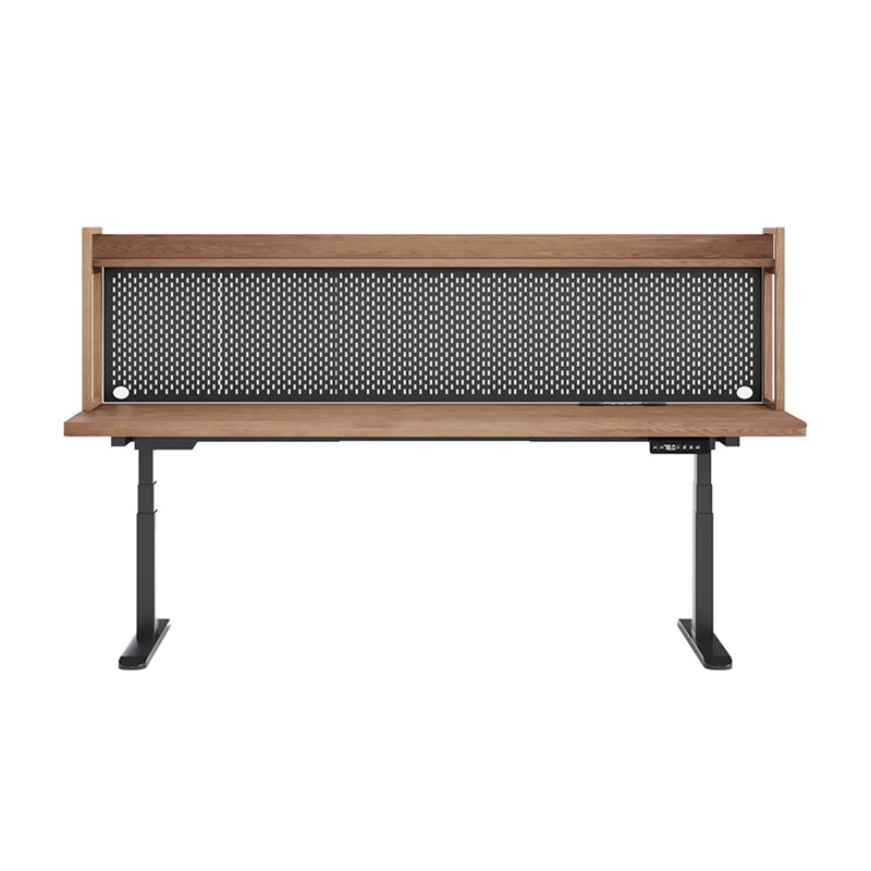 Bureau réglable électrique en bois massif intégré avec panneau perforé, 46.46" H x 70.87" W x 23.62" D