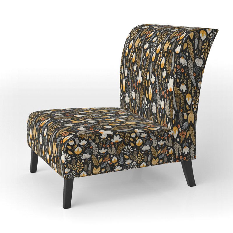 Fauteuil de chambre rustique noir et jaune Garden Charm I - rembourré Cottage