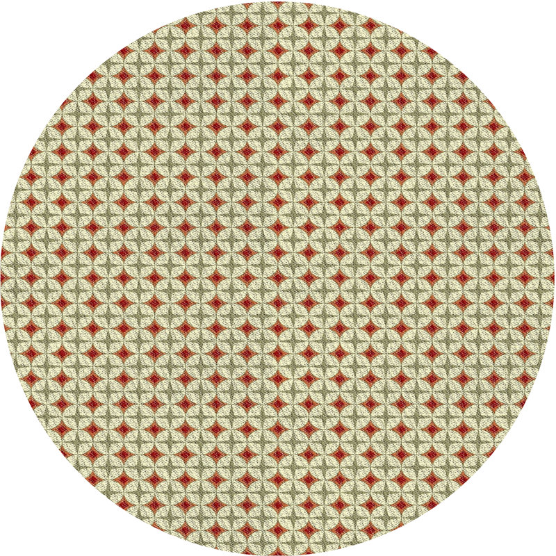 Tapis brun clair/ivoire à motifs, Rond 3 pi