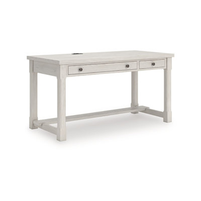 Lea Home Office Desk, 60 Inch Top With 2 Drawers, Antique White
