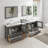  Wooden 84" Freestanding Double Sink Bathroom Vanity with Engineered Marble Top and Matching Mirrors-27042790