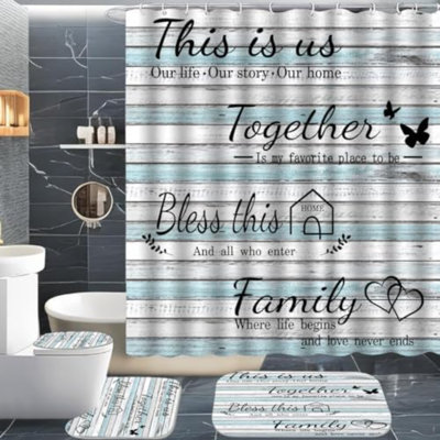 Ensemble de rideau de douche 4Pcs Family