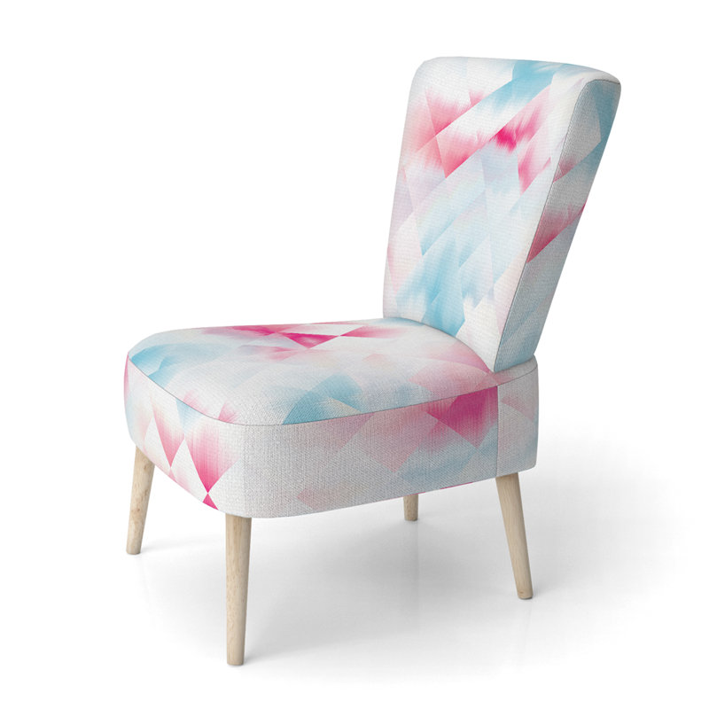 Chaise d'appoint rembourrée à motif géométrique blanc et rose