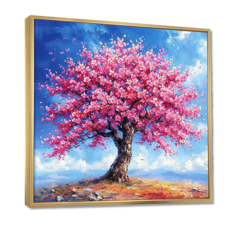 Timeo - arbre sycomore, art mural, Toile avec cadre flottant or, H 16 po x l 16 po x P 1 po