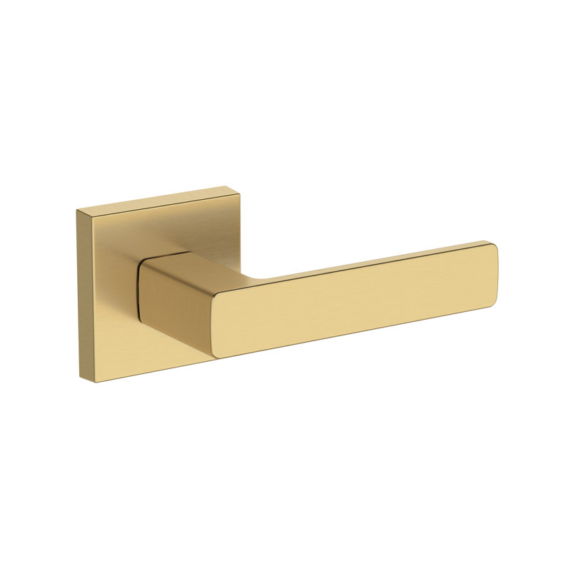 Sharpewood Passage Lever with Contemporary Square Rose in Lifetime (PVD) Satin Brass, Satin Brass