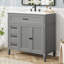 Meuble-lavabo gris de 36 po avec lavabo, structure en bois, armoire, portes à fermeture en douceur, patins réglables, assemblage facile