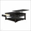Table basse de salon en bois durable avec plateau relevable, tiroir de rangement et tablettes ouvertes au fini gris anthracite