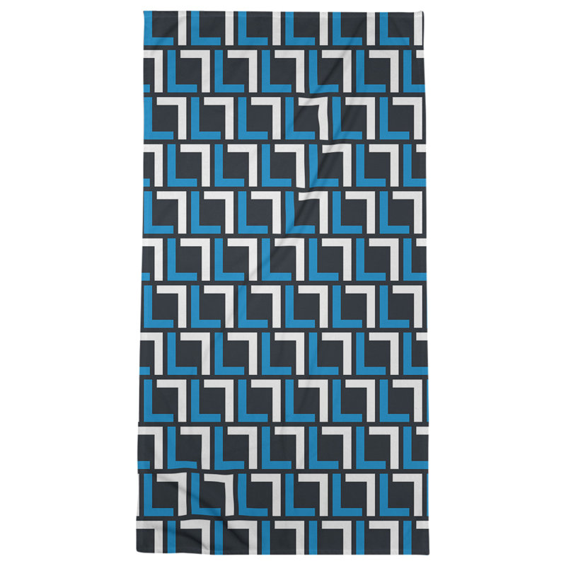 Serviette de bain, Noir / bleu Carolina / blanc
