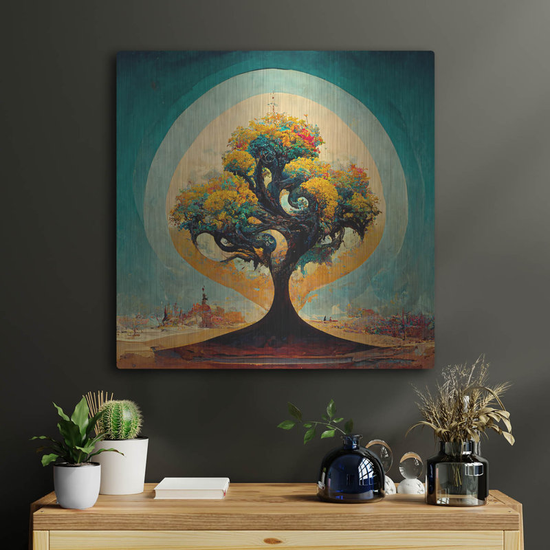Arbre de vie 31 sur métal par Ray Heere, H 24 po x l 24 po