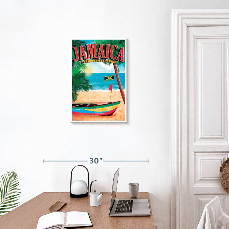 Affiche rétro de la Jamaïque, H 24 po x l 16 po