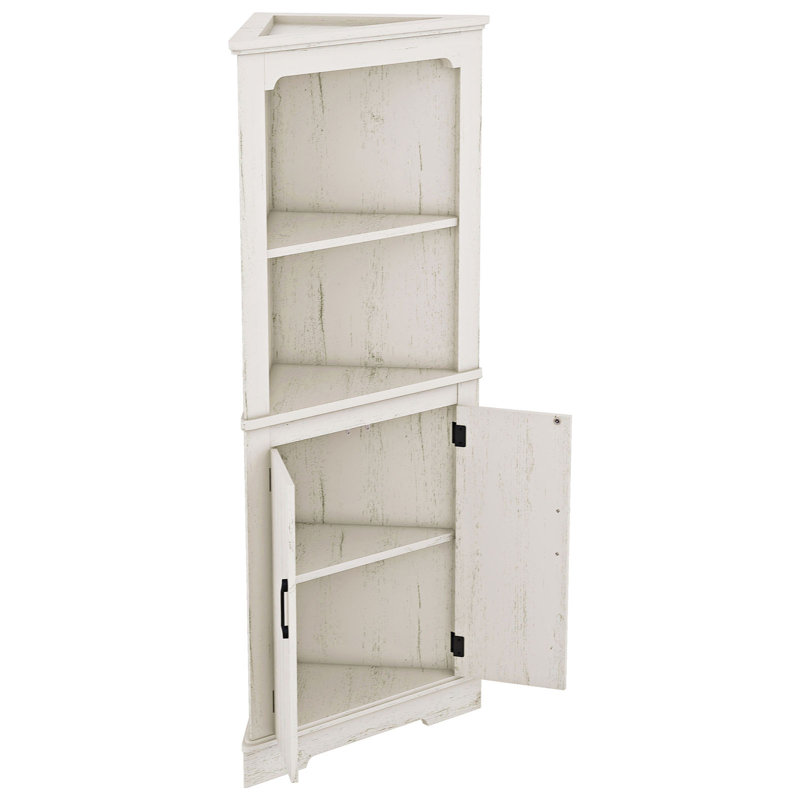 Grande armoire d'angle avec portes, Blanc / Blanc