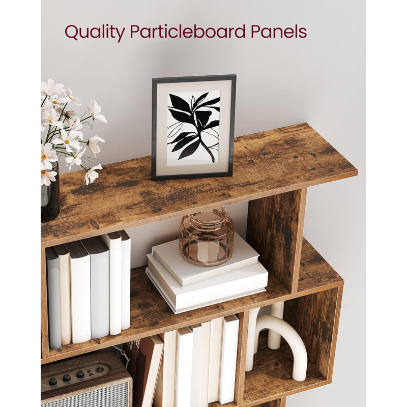 Bookshelf, 5-Tier Bookcase, 24 X 90 X 159 Cm, Storage Shelf With Open Compartments, For Living Room, Bedroom, Office, Brown