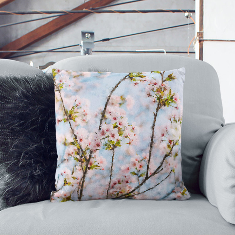 Floral Square Cushion, 40cm H x 40cm W x 15cm D, Black