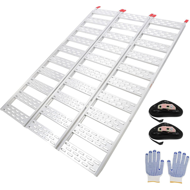 Rampe de chargement pliable en aluminium 76 x 50 pouces, rampe portative antirouille à capacité simple 1500 LBS, outil de chargement en alliage antidérapant pour tondeuse à gazon pour moto