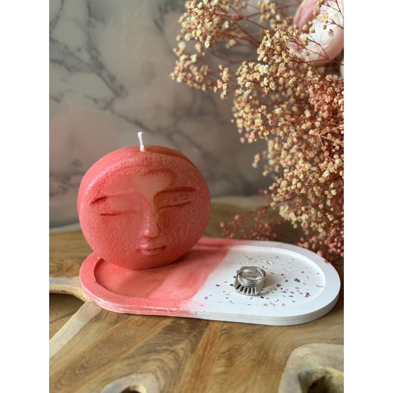 Ensemble de bougies élégantes (2 pièces), rouge et blanc, 3,9 x 3,9 x 1,2 pouces | Supports 100% béton avec bougies de soja, taille de la plaque: 7,1 x 3,5 x 0,8 pouces | Parfait pour la décoration intérieure et les cadeaux, design élégant et moderne