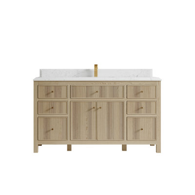 Meuble-lavabo simple 60 po avec comptoir en quartz 60 po
