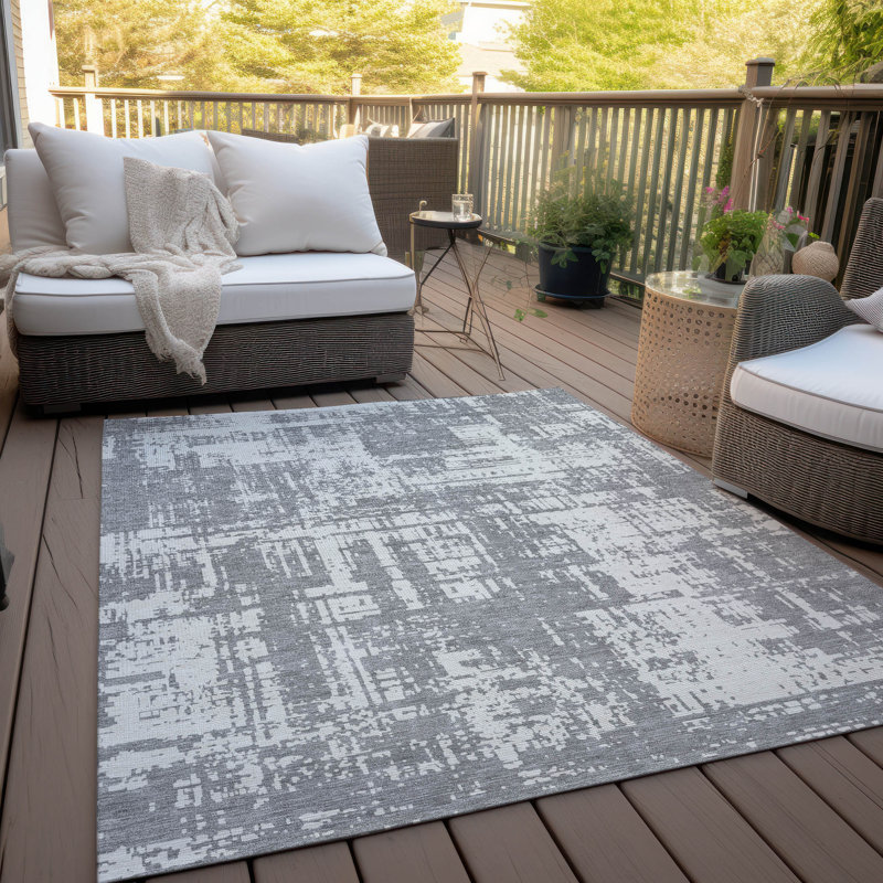 Malek Indoor/Outdoor Area Rug with Non-Slip Backing, Rectangle 2'6" x 3'10"