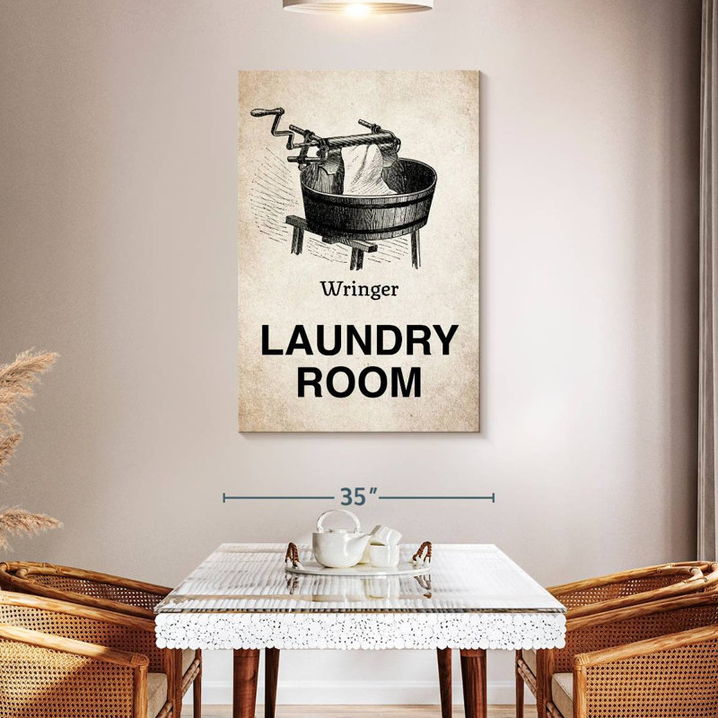 Wringer Laundry Room sur impression sur toile, H 48 po x l 32 po x P 1,25 po