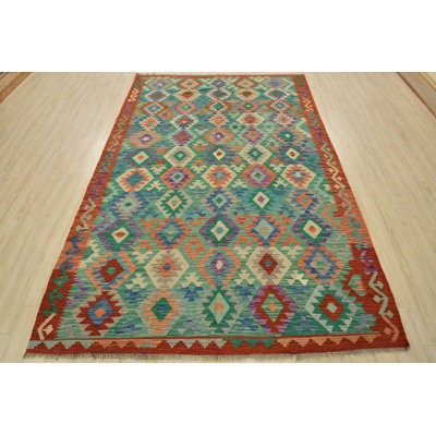 One-of-a-Kind 6'7'' X 9'10'' New Age Wool Area Rug in Green