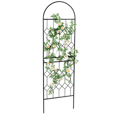 Arched Garden Trellis, 4.5 Ft Black Metal Plant Support Frame for Climbing Plants and Vegetables