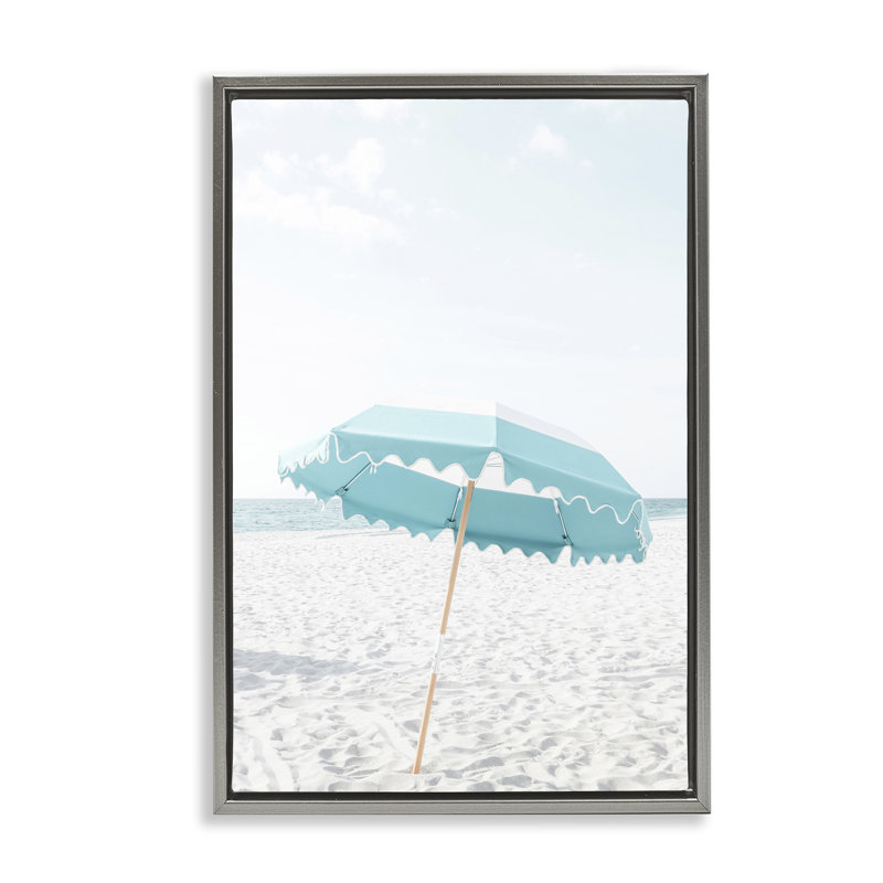 Toile flottante encadrée «Lone Blue Beach» par Elena Chukhlebova, Cadre flottant gris lustré, H 25 po x l 17 po