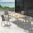 6-person Outdoor Patio Dining Table, Aluminum Frame With Teak Table Top