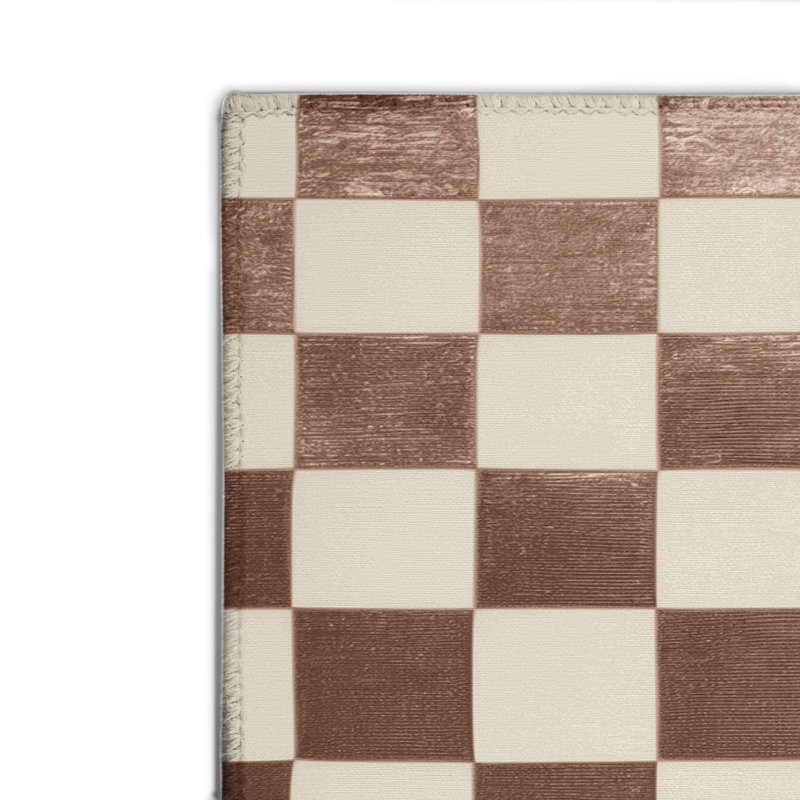 Tapis d'intérieur et d'extérieur à carreaux beige, Rectangulaire 8 pi x 10 pi
