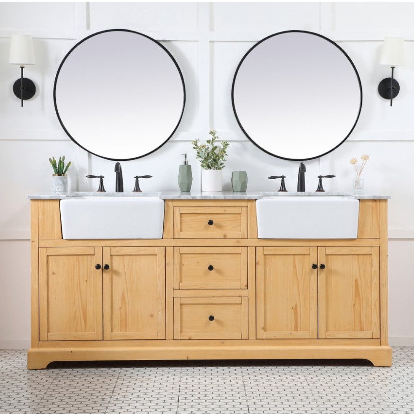 Pardue 72'' Double Bathroom Vanity, Natural Wood