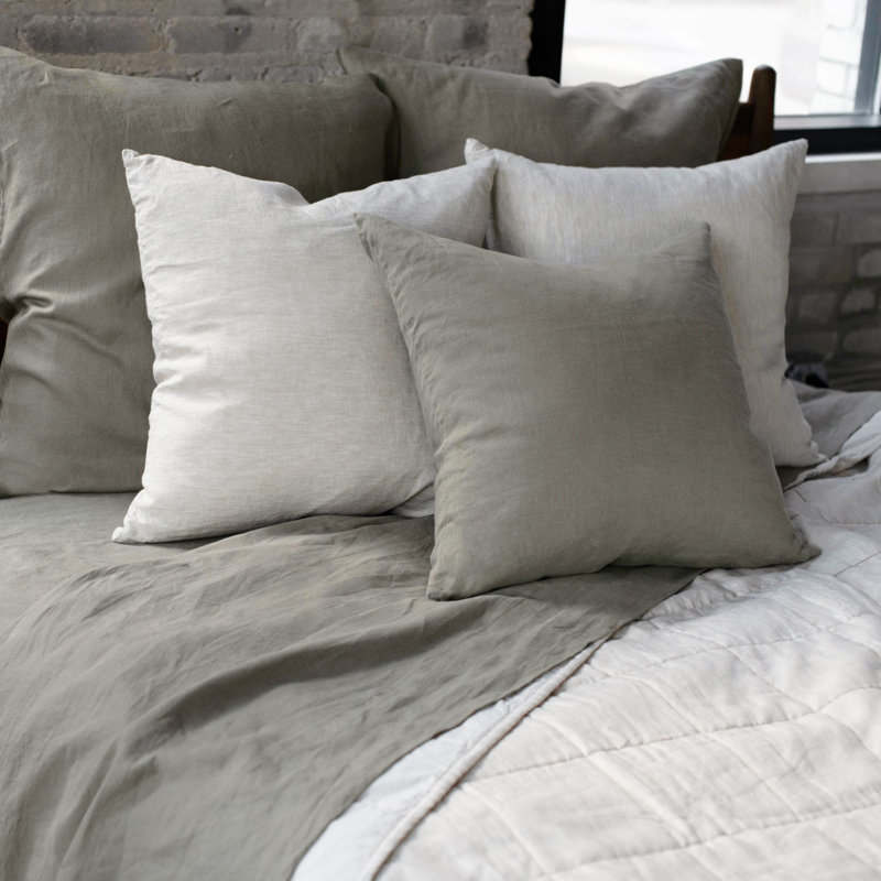 100% French Linen Sheet Set, Moss, King Sheet Set with 2 Pillowcases