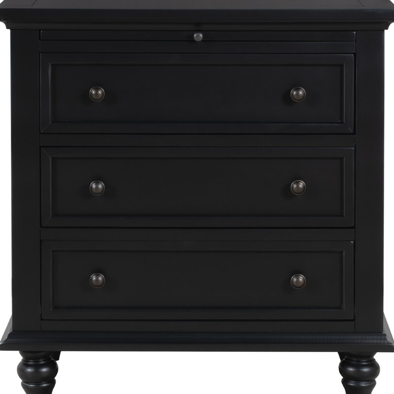 Table de bout avec rangement Ustyle - 3 tiroirs, armoire en bois massif brun avec tiroirs Solution polyvalente pour la maison