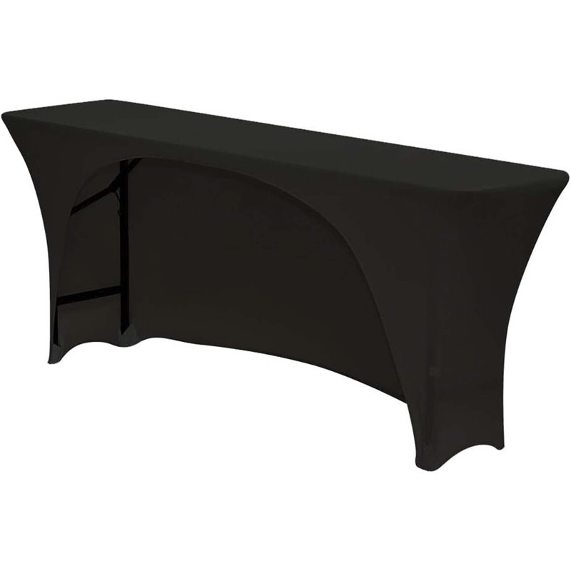 Spandex 6 Ft X 18 Inches, Narrow Classroom Open Back Rectangular Training Stretch Tablecloth, Black