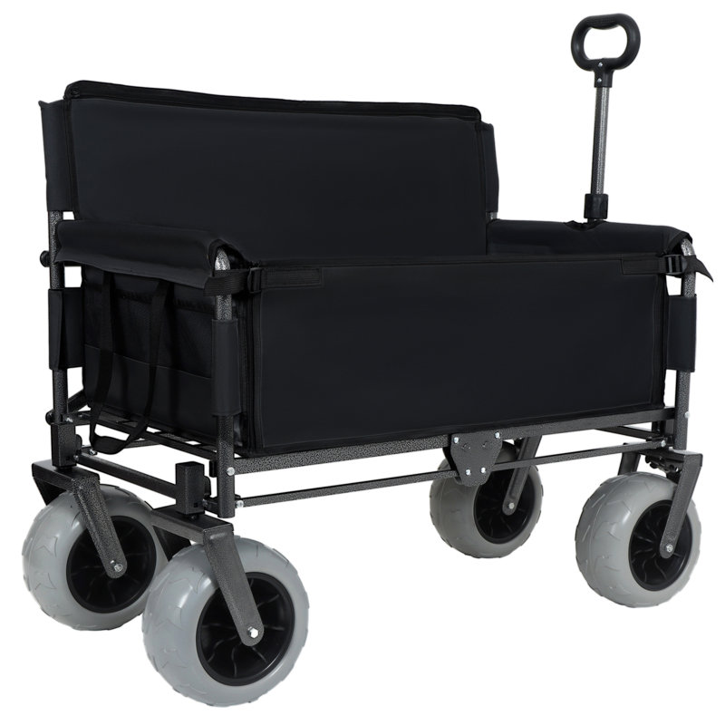 Chariot pliant robuste avec banquette - Chariot tout-terrain d'une capacité de 500 lb pour le camping et la plage