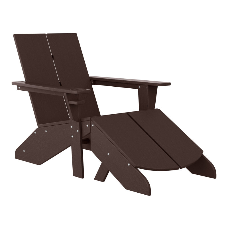 Chaise Adirondack moderne en poly avec repose-pieds, Brun