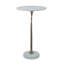 Table d'appoint ronde 14 po x 14 po x 24 po avec plateau en marbre blanc et palmier doré