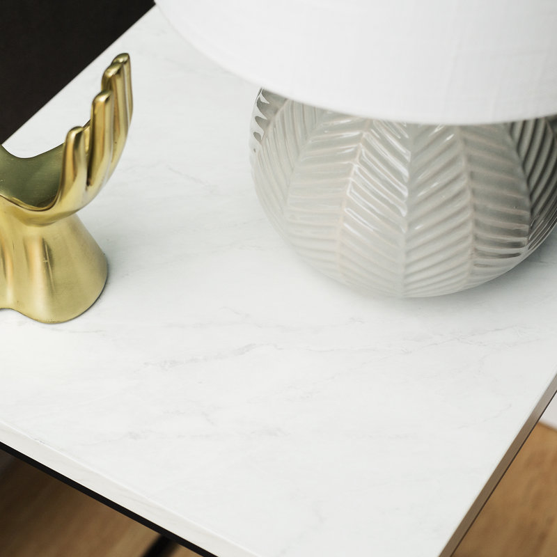 End Table, White Faux Marble