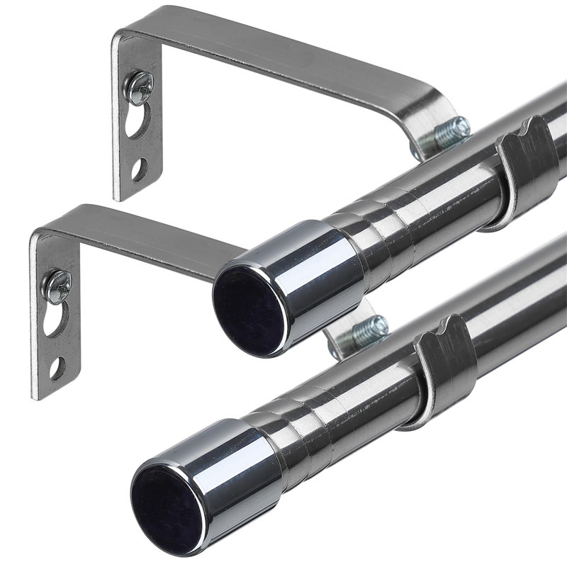 Giulio Silver Adjustable 76cm to 157cm Single Curtain Pole