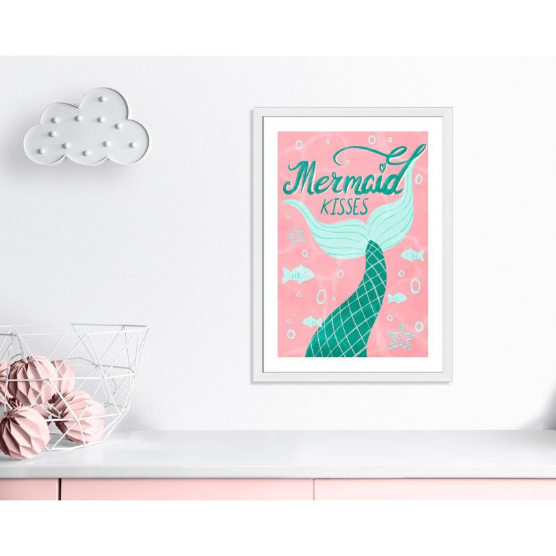 Mermaid Kisses 1, impression sur papier, H 10 po x l 8 po x P 0,6 po, Encadré plat blanc